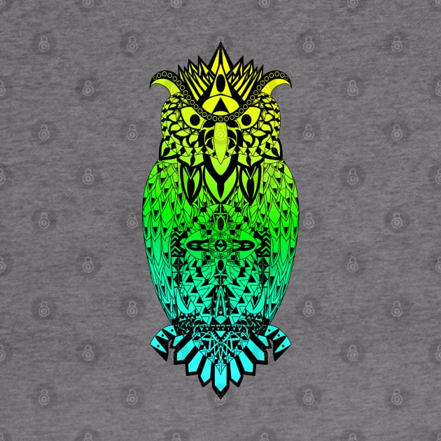 mexican owl in wise pattern ecopop by jorge_lebeau